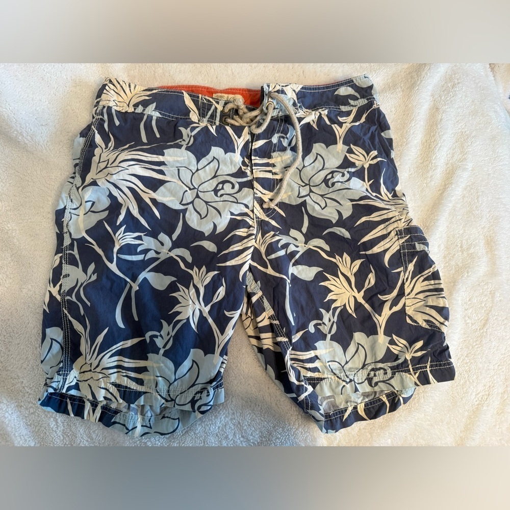 J. Crew Navy and Cream Floral Board Shorts